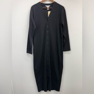 Vintage Express Tricot size Large Women’s Black Button Up Cardigan Dress NWT